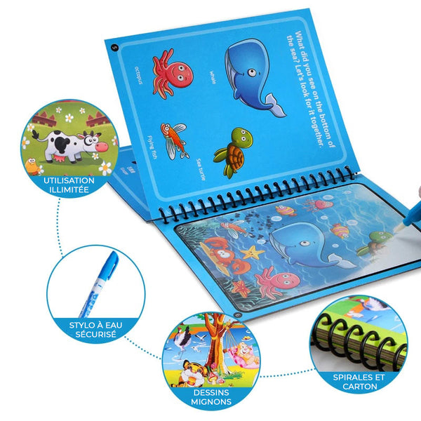 Livre de coloriage magique réutilisable pour enfants, dessin à l'eau